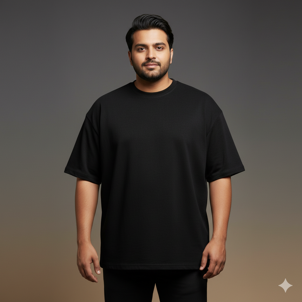 Terry Luxe Oversized Tee Black - TO01