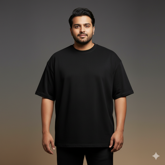 Terry Luxe Oversized Tee Black - TO01