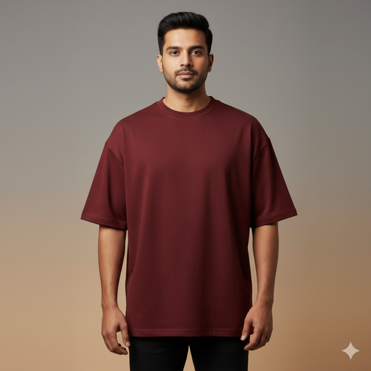 Terry Luxe Oversized Tee Maroon - TO02
