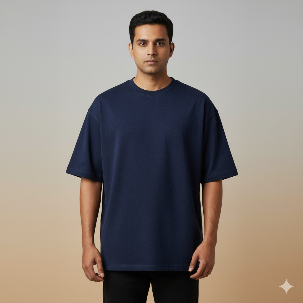 Terry Luxe Oversized Tee Navy Blue - TO03
